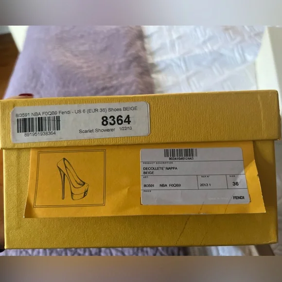 Fendi Nappa Women's Beige Leather Heels - Picture 7 of 14